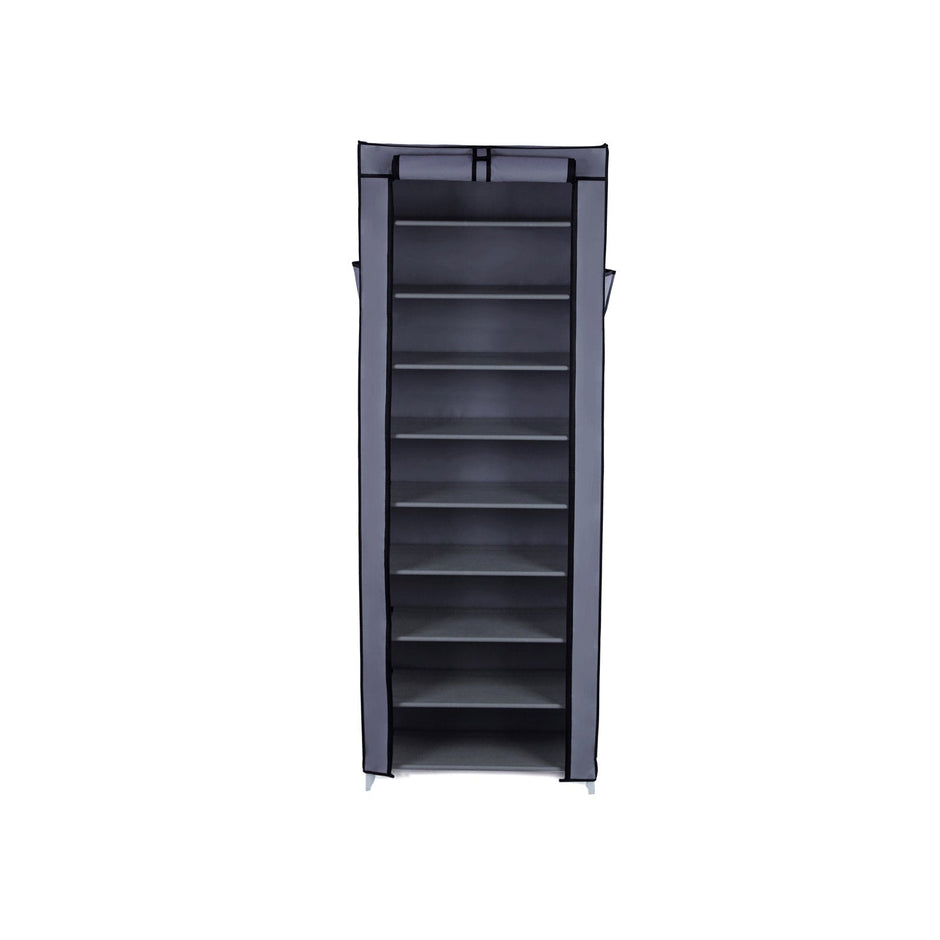 Shoe Rack Cabinet – Metal – Black – 10-Tier Storage for 27 Pairs
