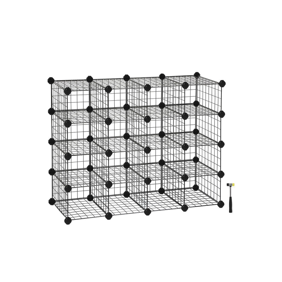 Modular Cube Shoe Organizer – Metal Wire – White – DIY Closet Cabinet with Modular Shelving Grids