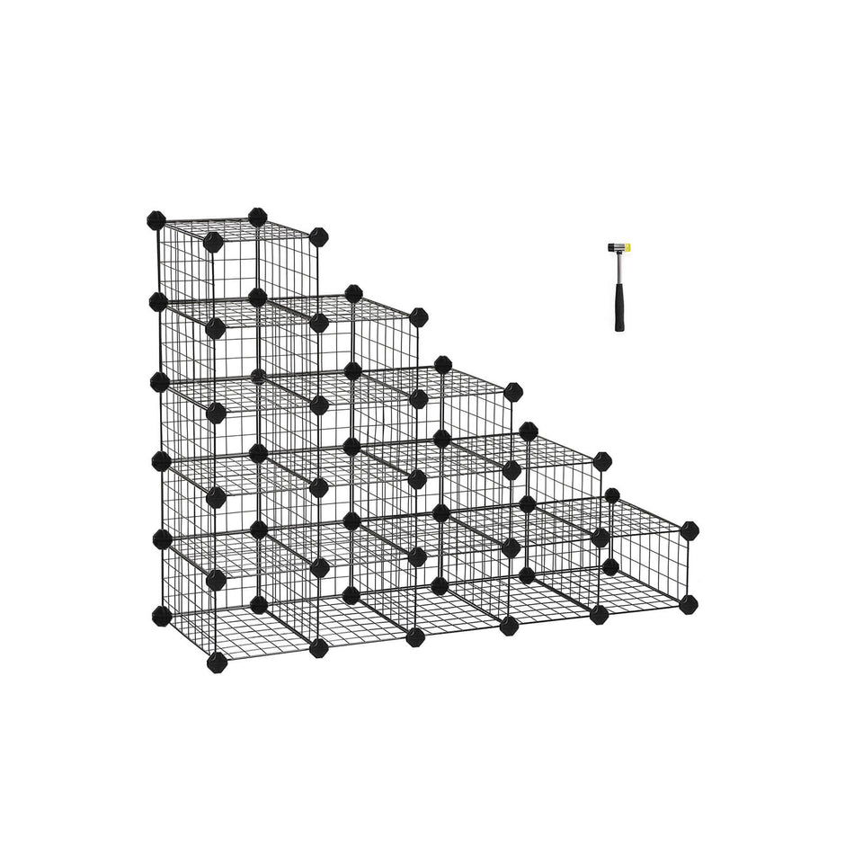 Modular Cube Shoe Organizer – Metal Wire – White – DIY Closet Cabinet with Modular Shelving Grids
