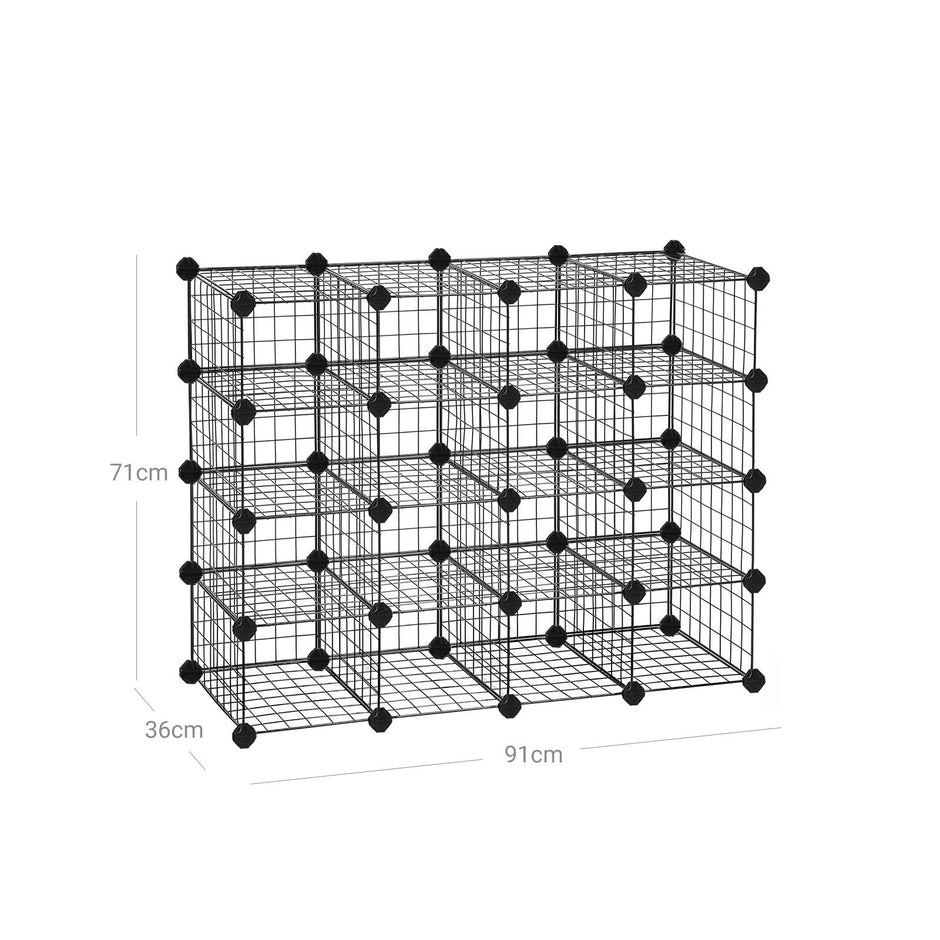 Modular Cube Shoe Organizer – Metal Wire – White – DIY Closet Cabinet with Modular Shelving Grids
