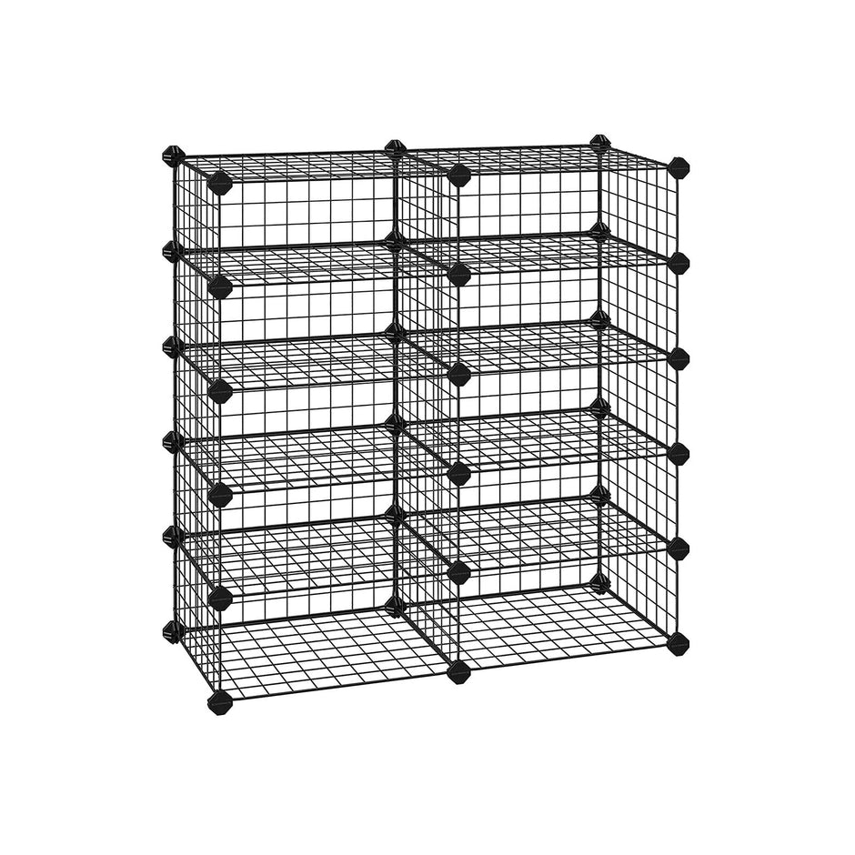Modular Storage Shelf Unit – Metal Wire – Black – Interlocking Design for Entryway Closet