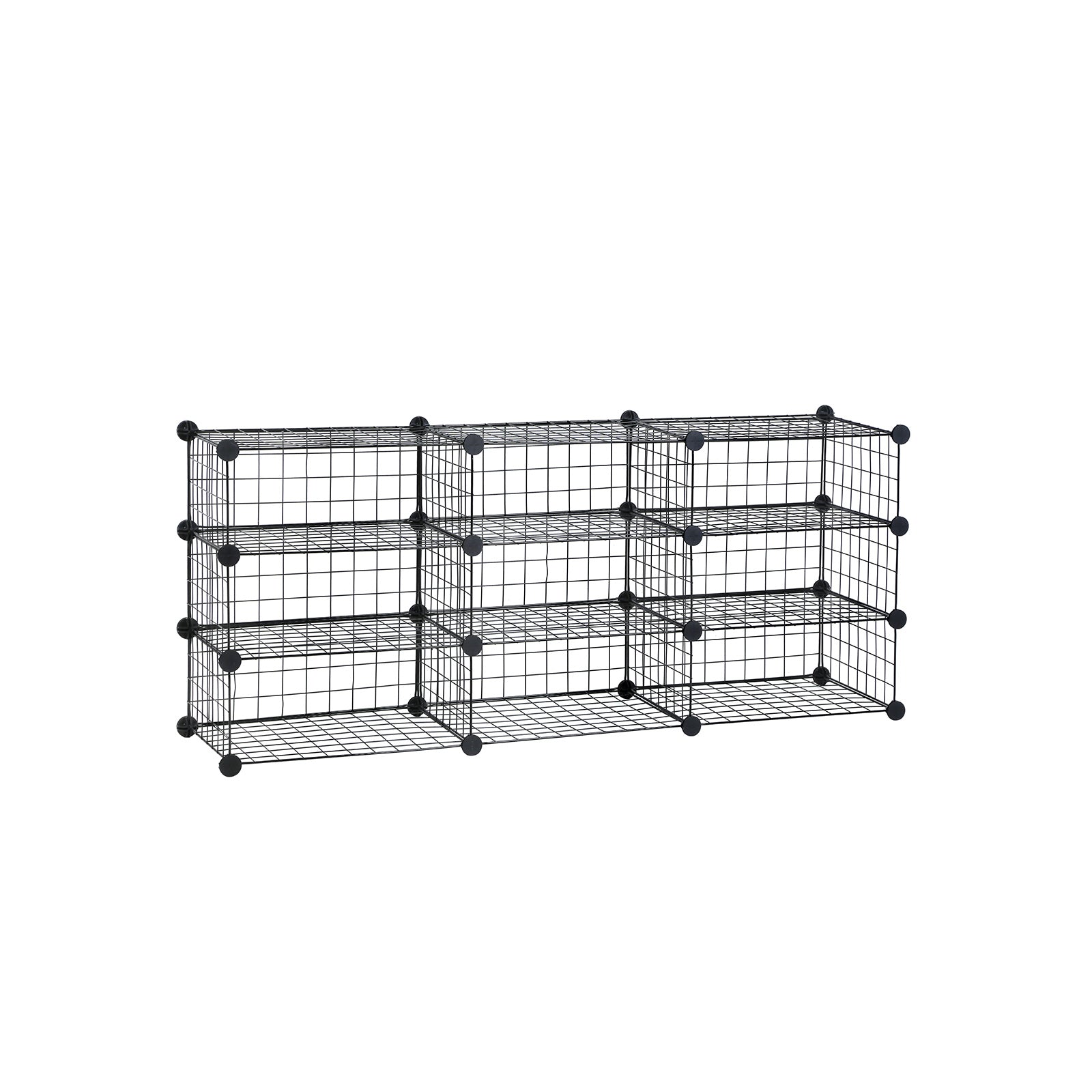 Modular Storage Shelf Unit – Metal Wire – Black – Interlocking Design for Entryway Closet