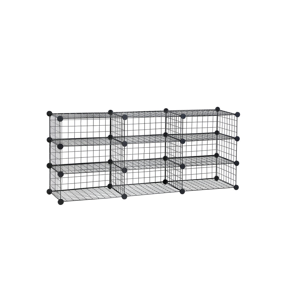 Modular Storage Shelf Unit – Metal Wire – Black – Interlocking Design for Entryway Closet