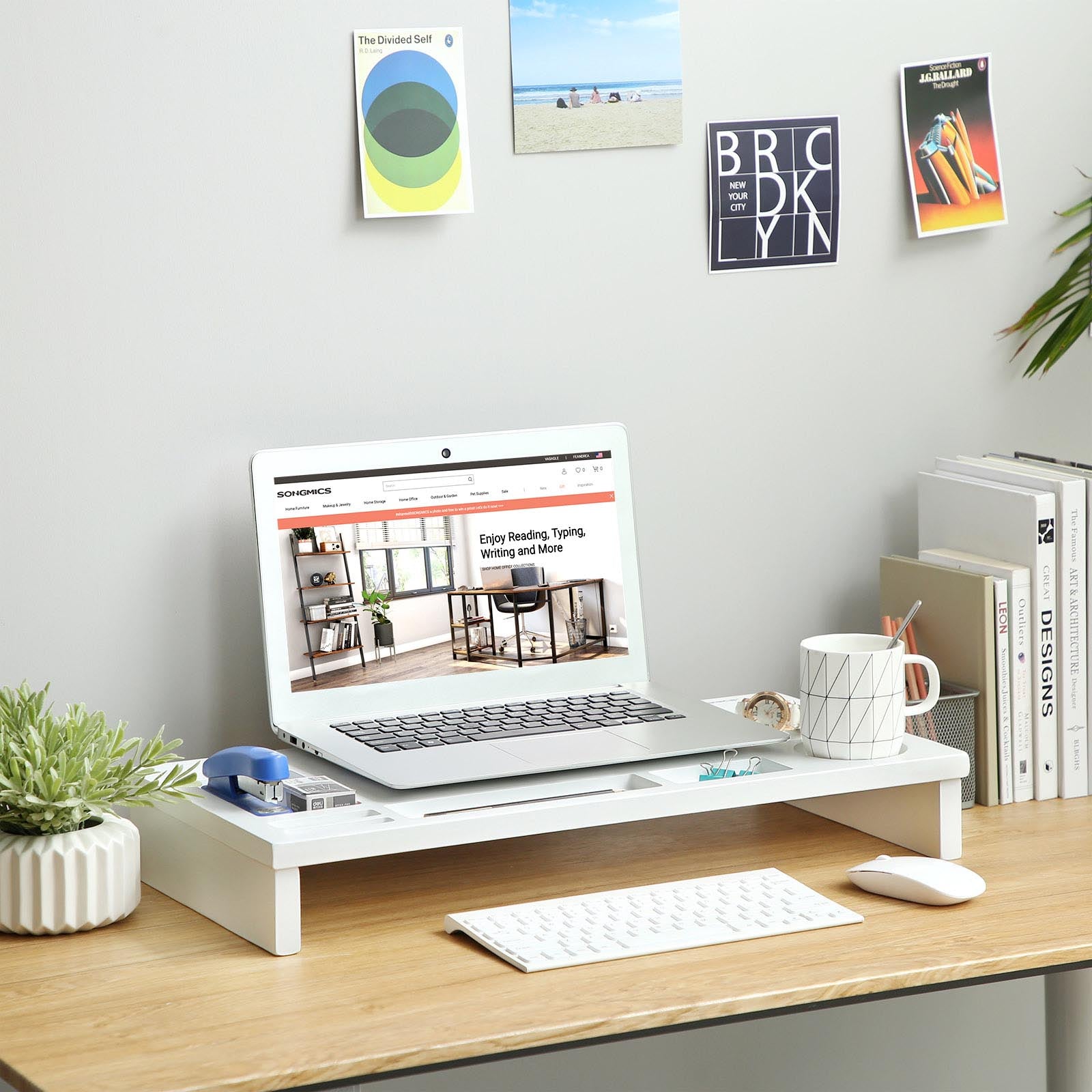 Monitor Stand – Bamboo – Natural – Desktop Organizer with Storage