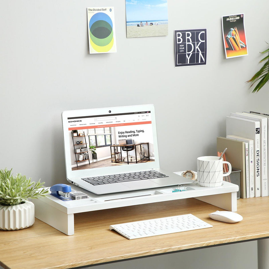 Monitor Stand – Bamboo – Natural – Desktop Organizer with Storage