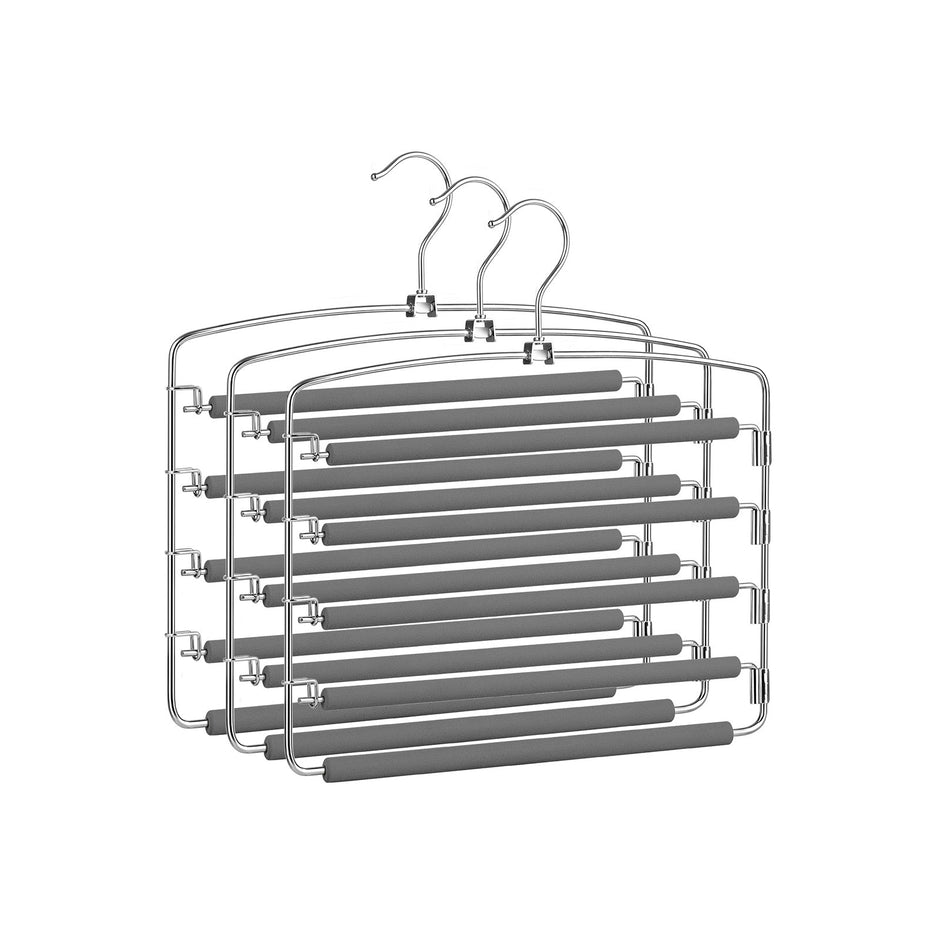 Multi-Bar Pants Hangers – Metal – Black – Space-Saving with Non-Slip Padding