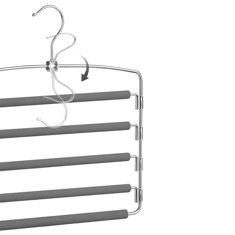 Multi-Bar Pants Hangers – Metal – Black – Space-Saving with Non-Slip Padding