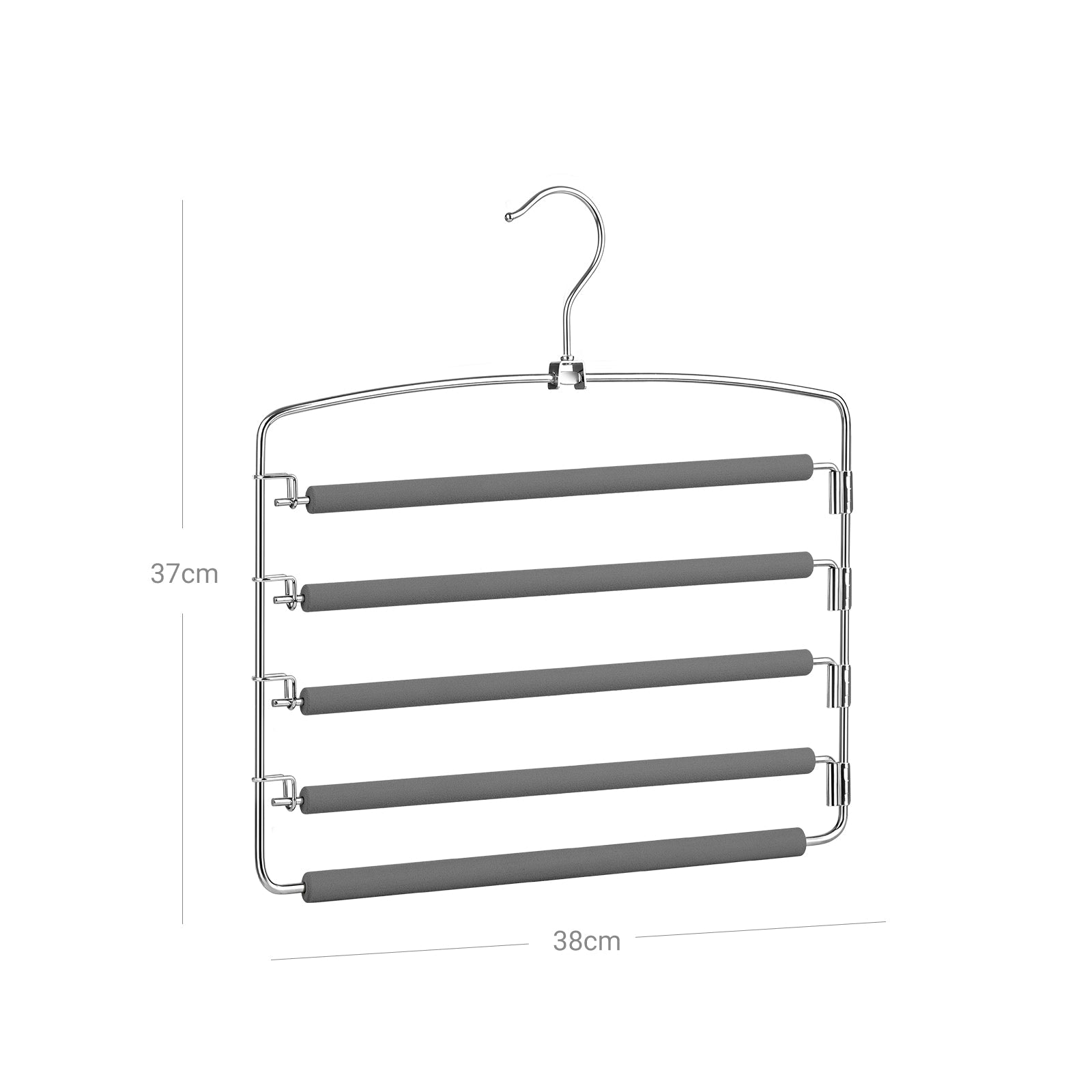 Multi-Bar Pants Hangers – Metal – Black – Space-Saving with Non-Slip Padding