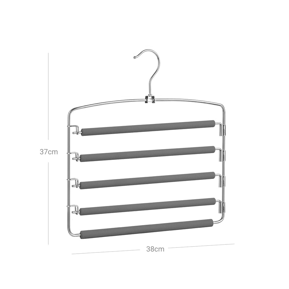 Multi-Bar Pants Hangers – Metal – Black – Space-Saving with Non-Slip Padding