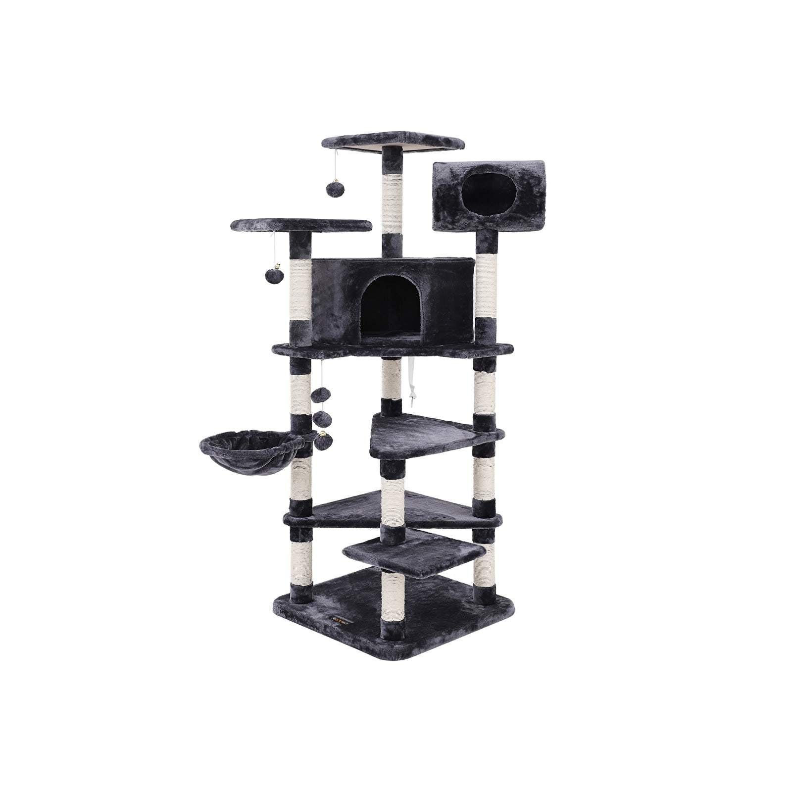 Multi-Level Cat Tree – Engineered Wood – Smoky Grey – Spacious Design