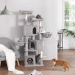 Cat Tower – Engineered Wood – Light Grey – 3-Level with Cat Caves