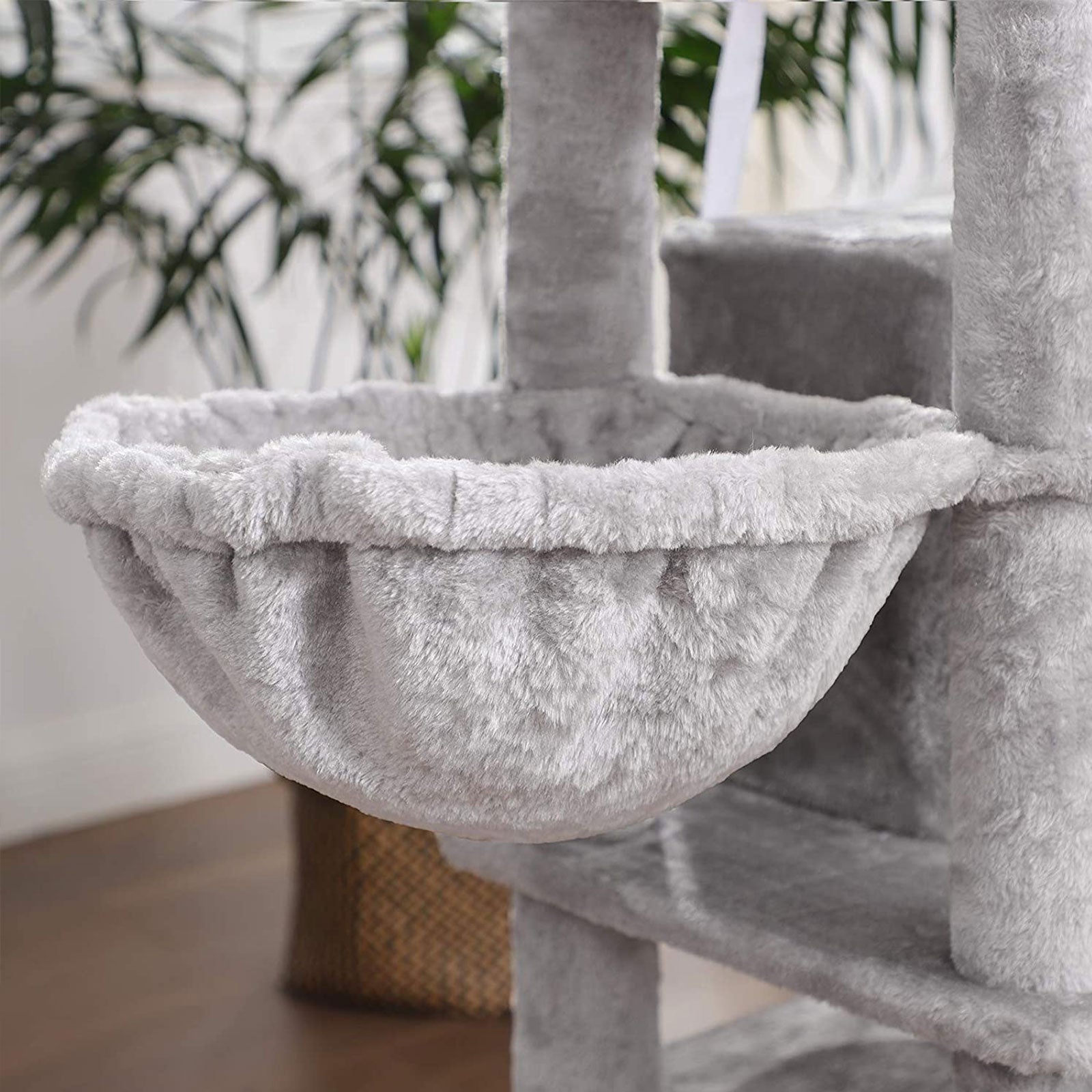 Cat Tower – Engineered Wood – Light Grey – 3-Level with Cat Caves