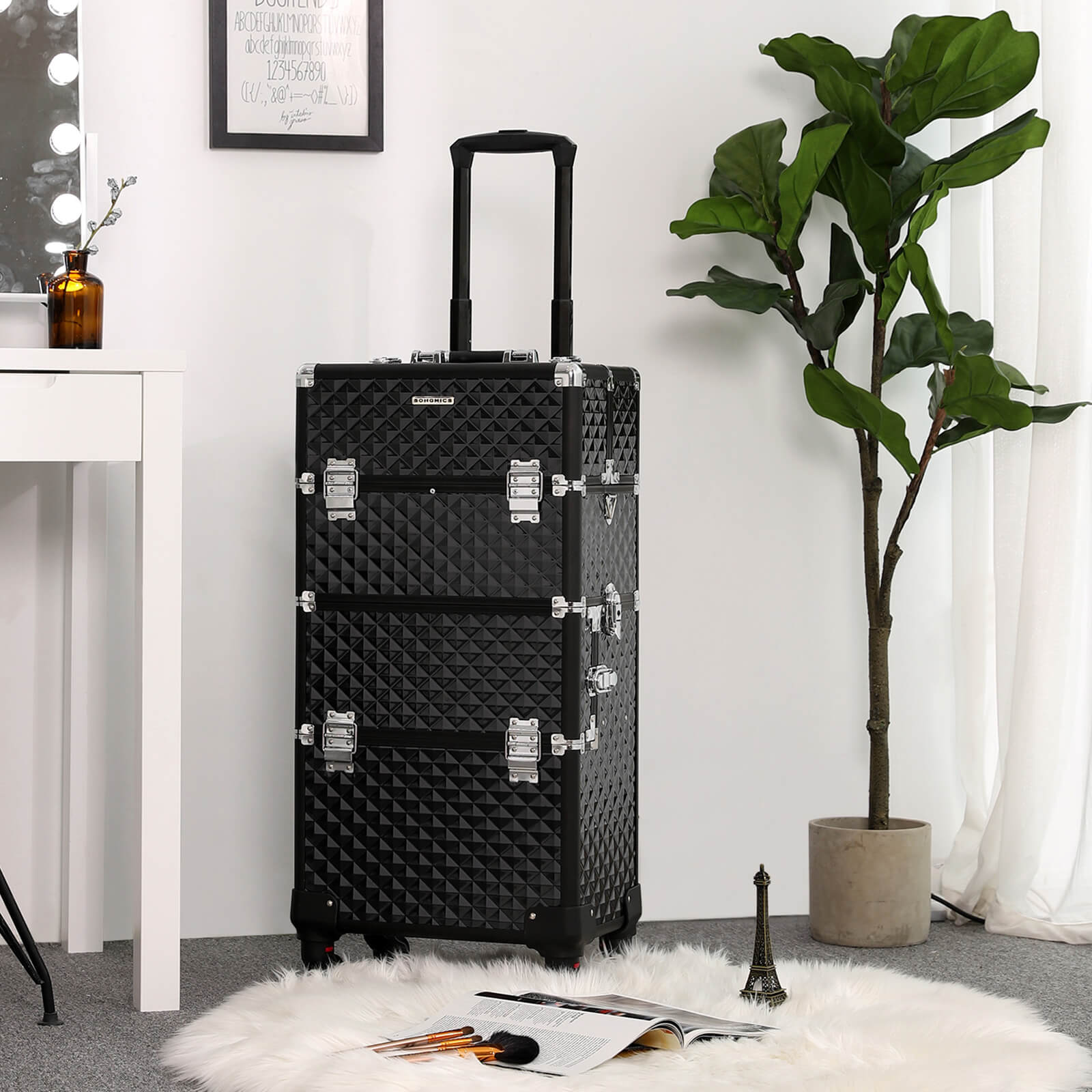 Nail Art Trolley – Aluminum – Black – 75 cm Packing Organizer
