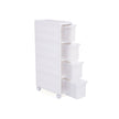 Narrow Gap Storage Shelf – PP Plastic – White – 4-Tier Detachable Design with Wheels