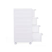 Narrow Gap Storage Shelf – PP Plastic – White – 4-Tier Detachable Design with Wheels