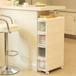 Narrow Gap Storage Shelf – PP Plastic – White – 4-Tier Detachable Design with Wheels