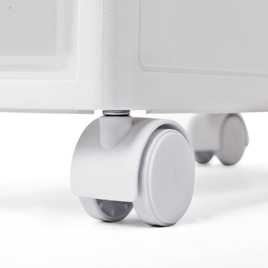 Narrow Gap Storage Shelf – PP Plastic – White – 4-Tier Detachable Design with Wheels