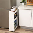 Narrow Storage Rolling Trolley – Metal – White – 3 Shelves for Kitchen, Bathroom, and Cellar