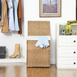 Double Laundry Hamper – Synthetic Rattan – Natural – Foldable with Lid and Removable Liner