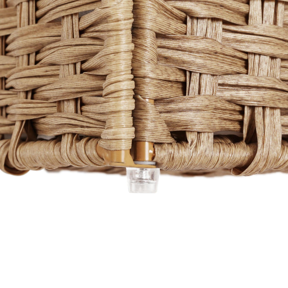 Double Laundry Hamper – Synthetic Rattan – Natural – Foldable with Lid and Removable Liner
