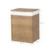 Double Laundry Hamper – Synthetic Rattan – Natural – Foldable with Lid and Removable Liner