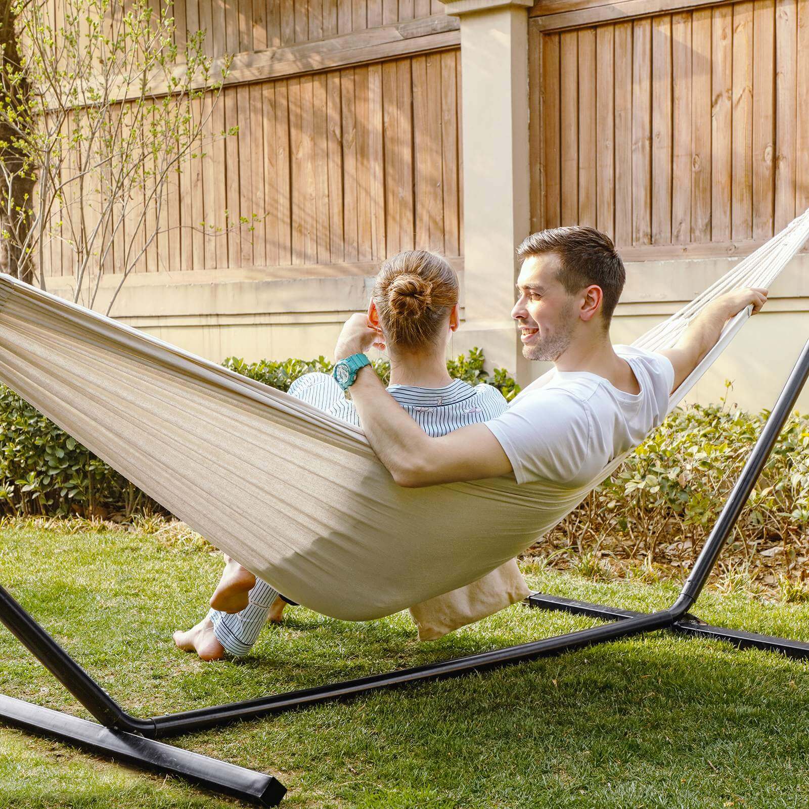 Hammock – Cotton – Natural White – Portable Outdoor Design, Supports 300 kg