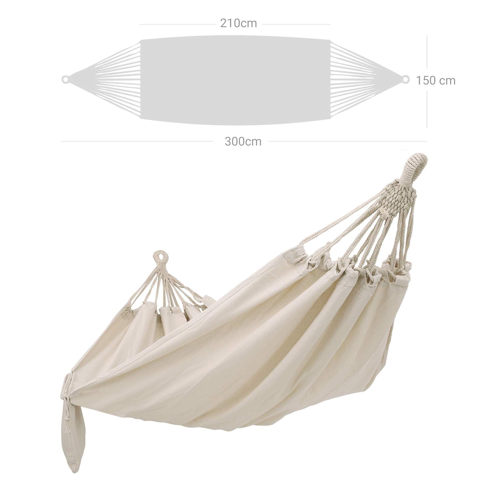 Hammock – Cotton – Natural White – Portable Outdoor Design, Supports 300 kg