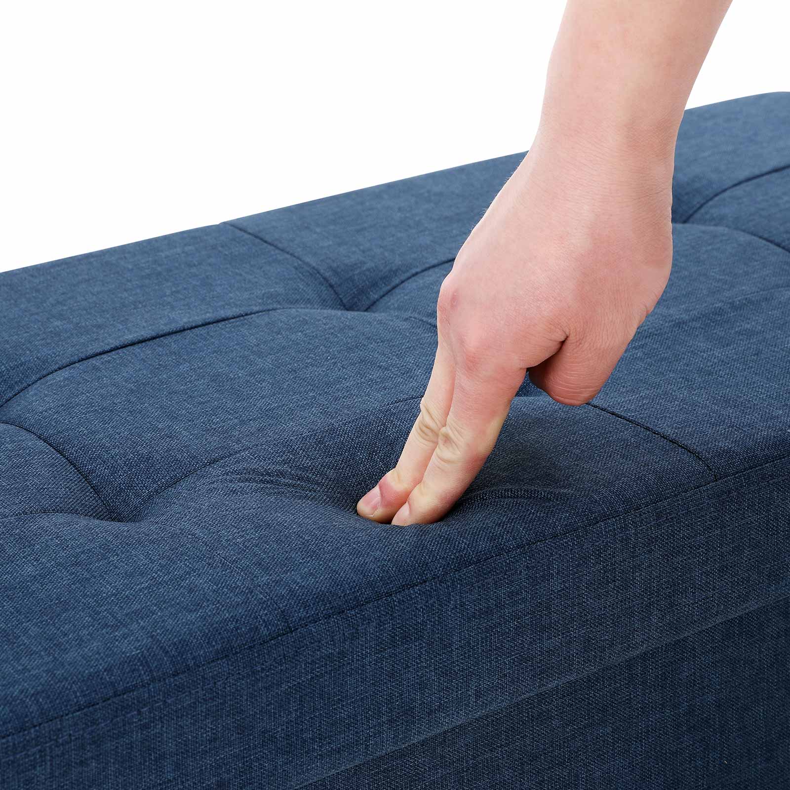 Storage Ottoman – Fabric – Navy Blue – Foldable with 80L Capacity