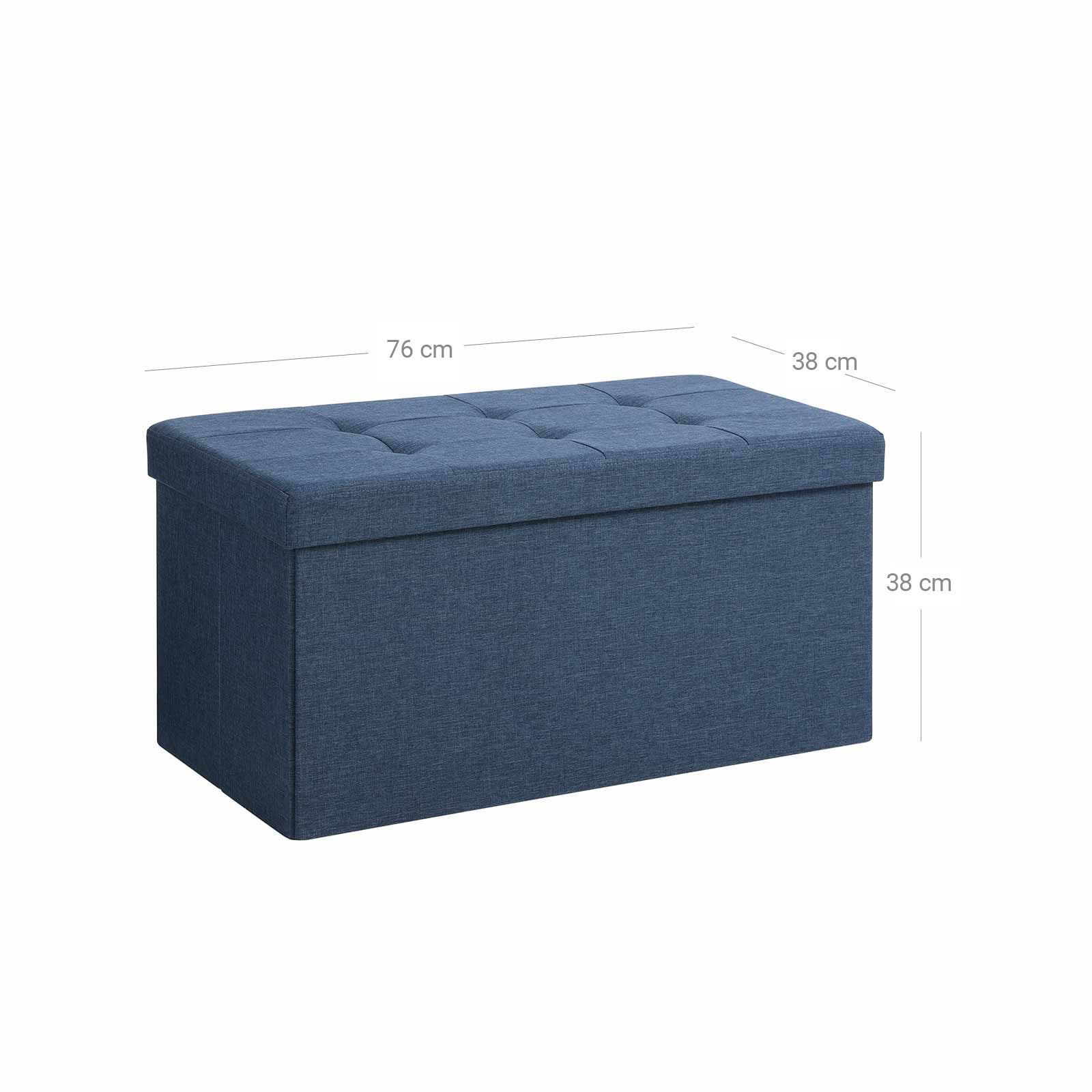 Storage Ottoman – Fabric – Navy Blue – Foldable with 80L Capacity