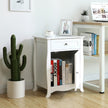 Nightstand – Wooden – White – Large Capacity with Storage Cabinet and Drawer