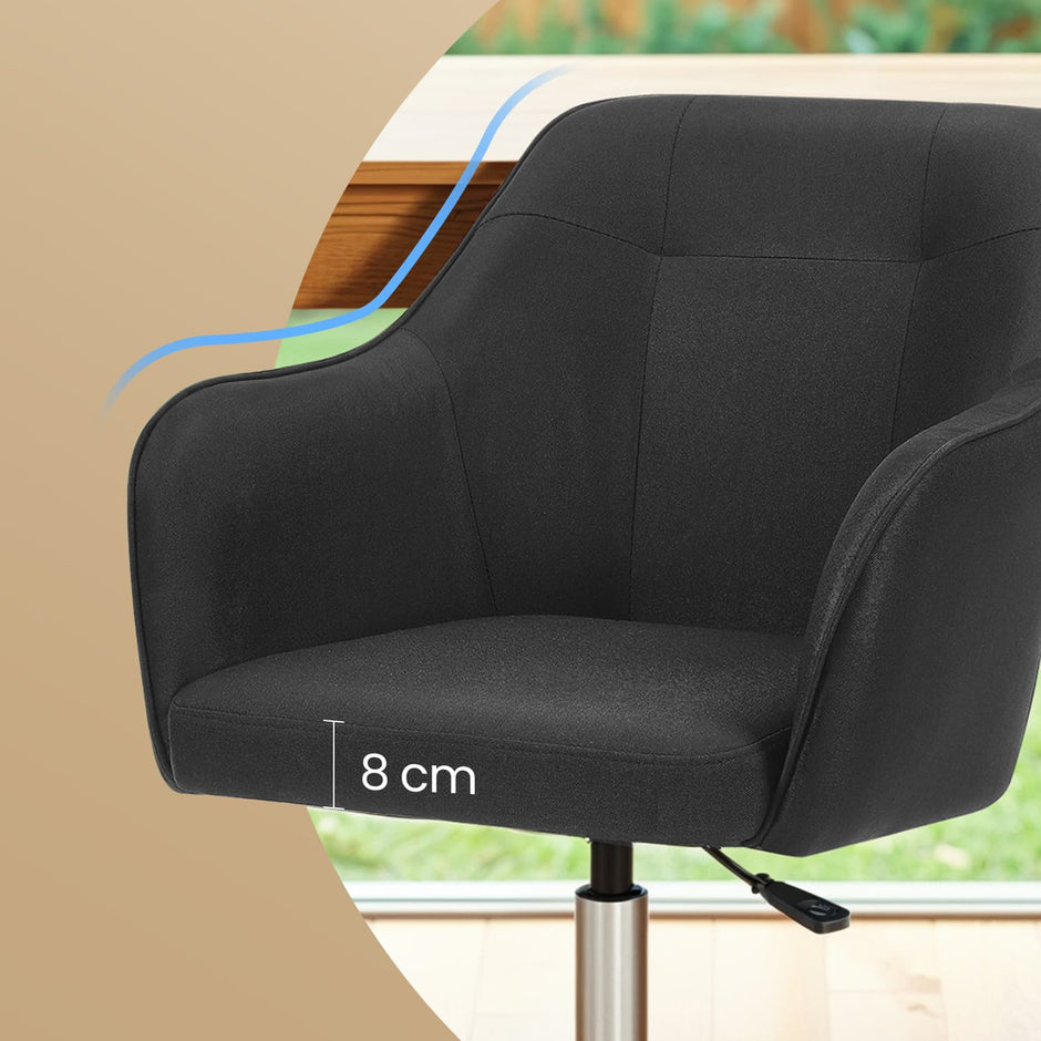 Office Chair – Cotton-Linen Fabric – Black – Adjustable Height