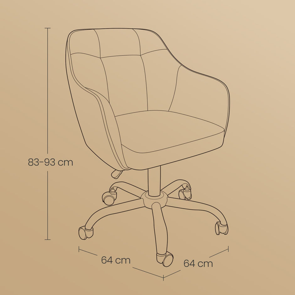 Office Chair – Cotton-Linen Fabric – Black – Adjustable Height