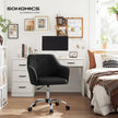 Office Chair – Linenette Fabric – Black – Ergonomic Swivel Design with Armrests