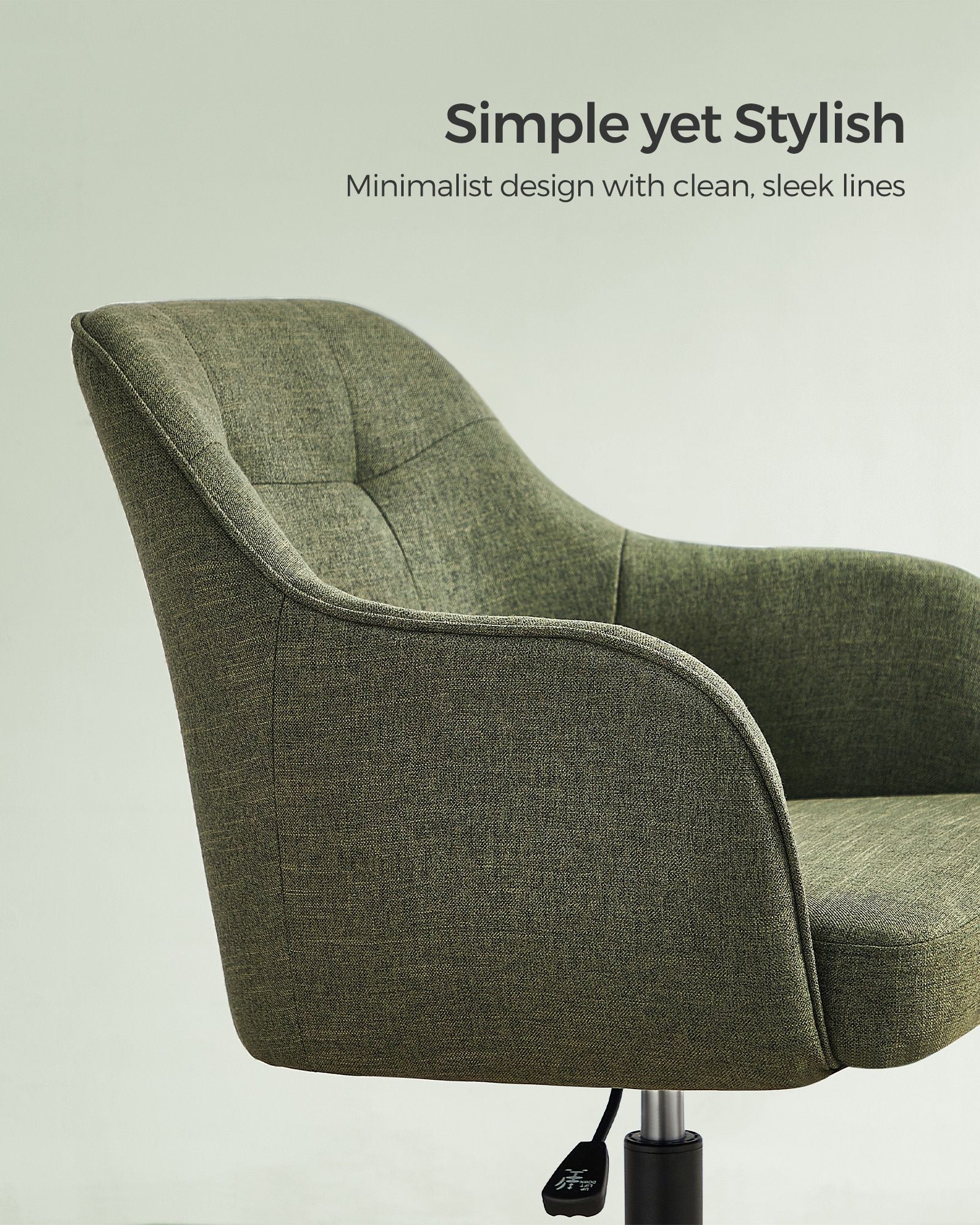 Office Chair – Linenette Fabric – Green – Ergonomic, Height Adjustable, Swivel, 120 kg Load