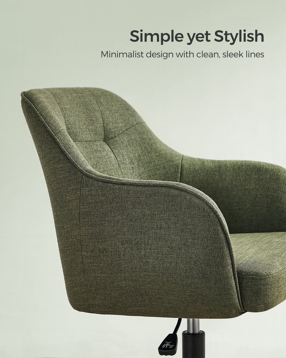 Office Chair – Linenette Fabric – Green – Ergonomic, Height Adjustable, Swivel, 120 kg Load
