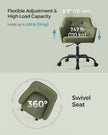 Office Chair – Linenette Fabric – Green – Ergonomic, Height Adjustable, Swivel, 120 kg Load