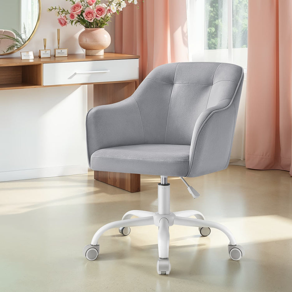 Office Chair – Cotton-Linen Fabric – Black – Adjustable Height