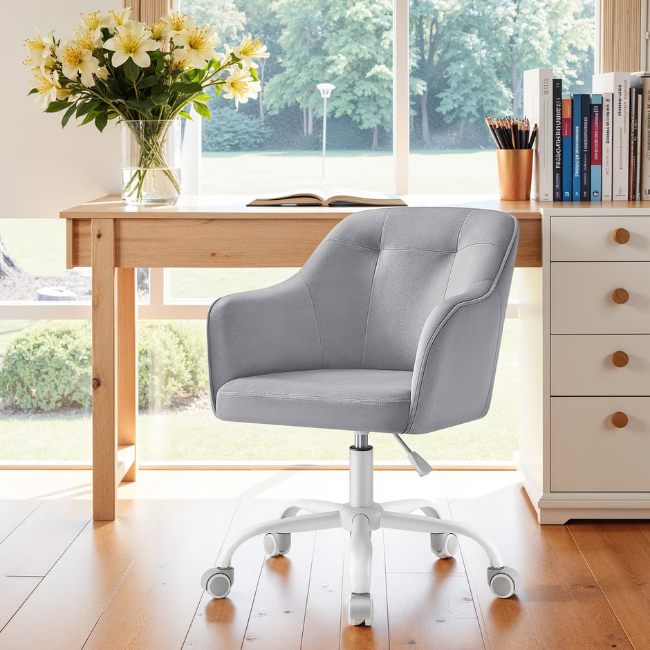 Office Chair – Cotton-Linen Fabric – Black – Adjustable Height
