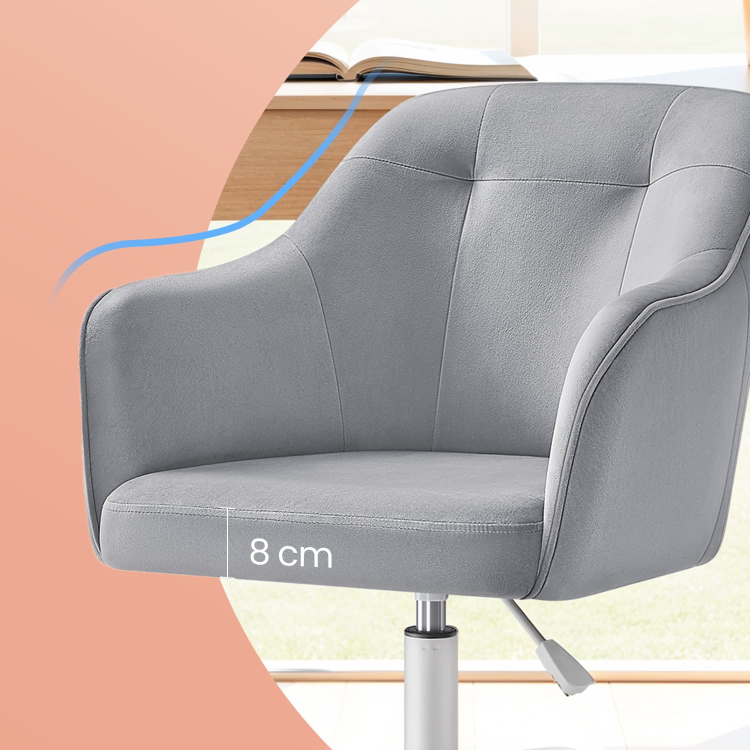 Office Chair – Cotton-Linen Fabric – Black – Adjustable Height