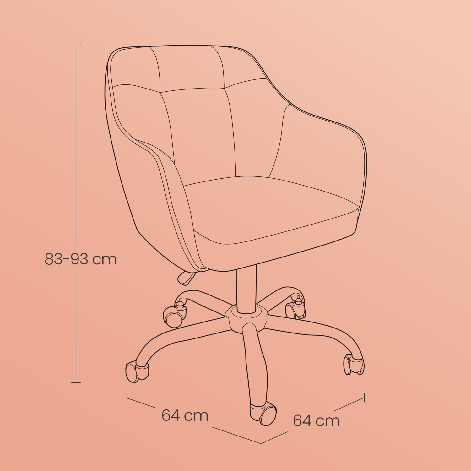 Office Chair – Cotton-Linen Fabric – Black – Adjustable Height