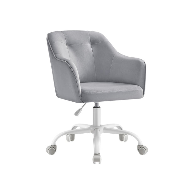 Swivel Office Chair – Linenette Fabric – Dove Grey – Ergonomic Design, Height Adjustable