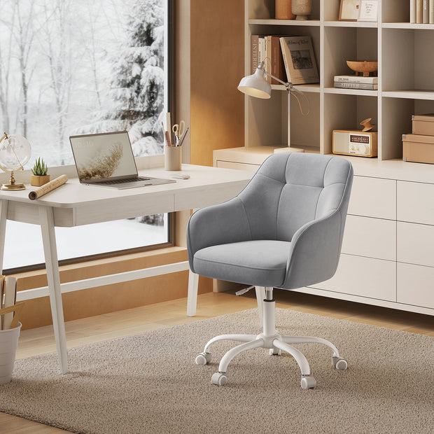 Swivel Office Chair – Linenette Fabric – Dove Grey – Ergonomic Design, Height Adjustable