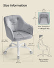 Swivel Office Chair – Linenette Fabric – Dove Grey – Ergonomic Design, Height Adjustable