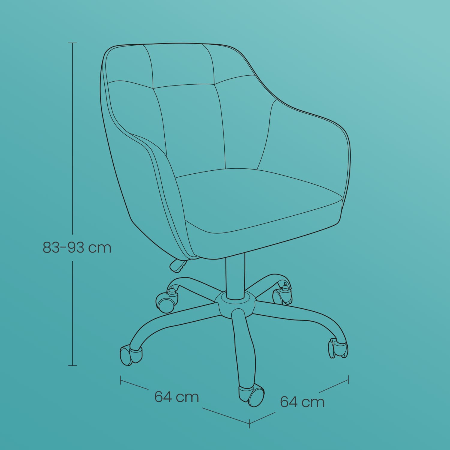 Office Chair – Cotton-Linen Fabric – Brown – Adjustable Height with Armrests