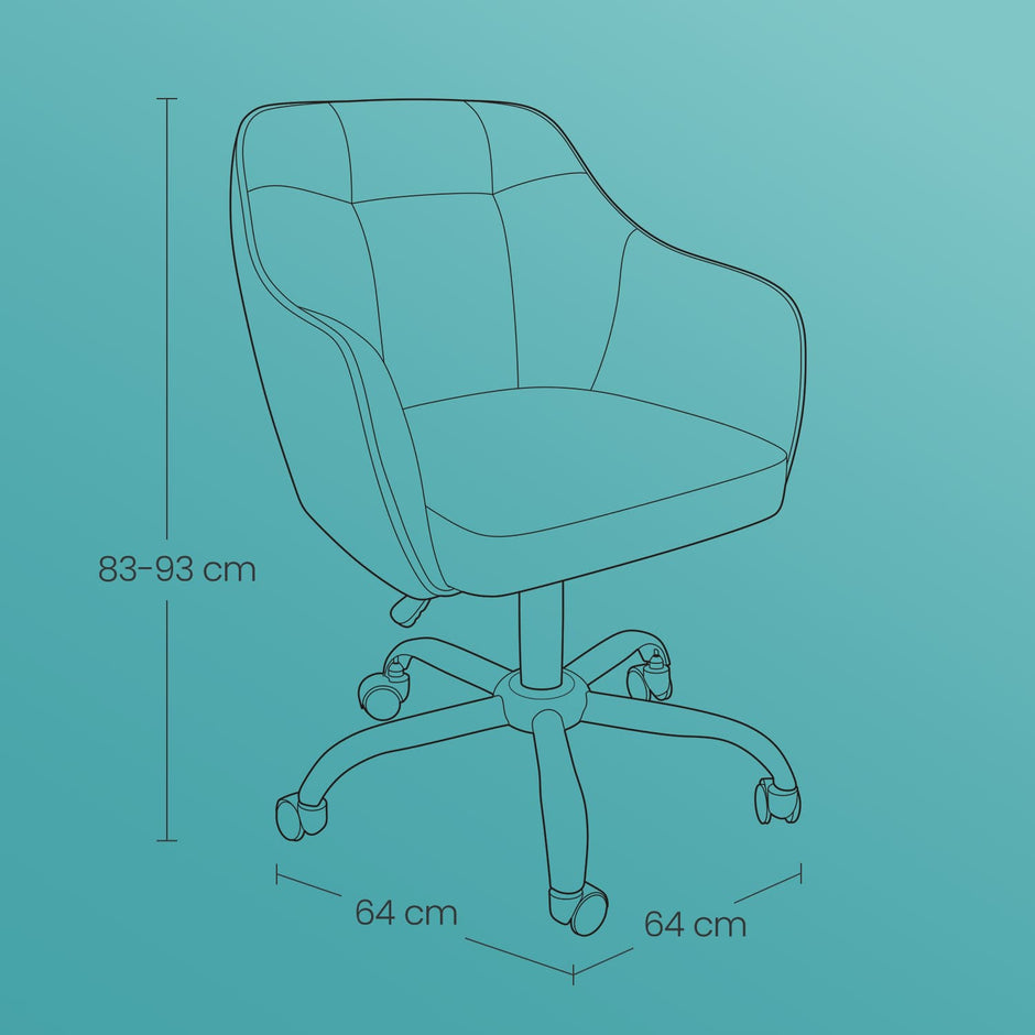 Office Chair – Cotton-Linen Fabric – Brown – Adjustable Height with Armrests