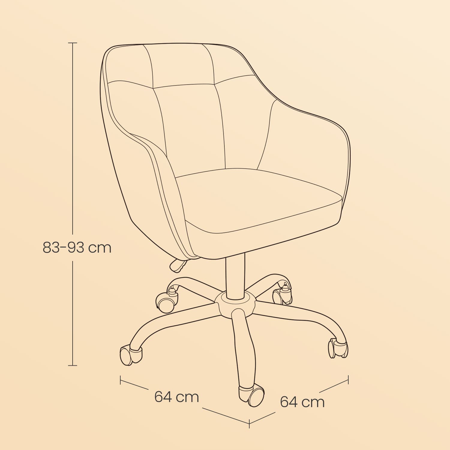 Office Chair – Cotton-Linen Fabric – Pink – Adjustable Height with Armrests