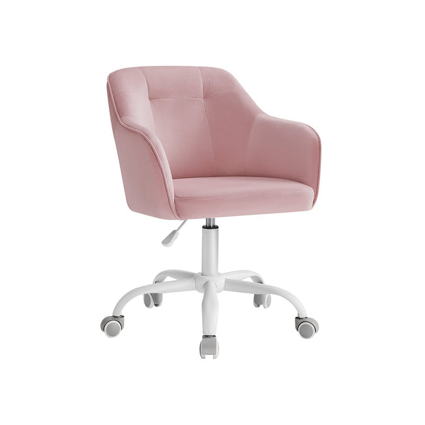 Swivel Office Chair – Linenette Fabric – Jelly Pink – Ergonomic and Height Adjustable