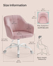 Swivel Office Chair – Linenette Fabric – Jelly Pink – Ergonomic and Height Adjustable