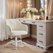 Accent Chair – Cotton-Linen Fabric – Beige – Adjustable Height