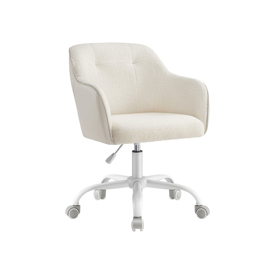 Swivel Desk Chair – Linenette Fabric – Cappuccino Beige – Ergonomic and Height Adjustable